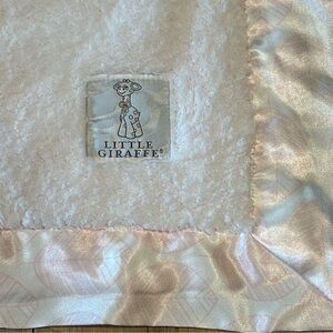 Little Giraffe Lovey Chenille Pink Leaf Satin Trim NWOT